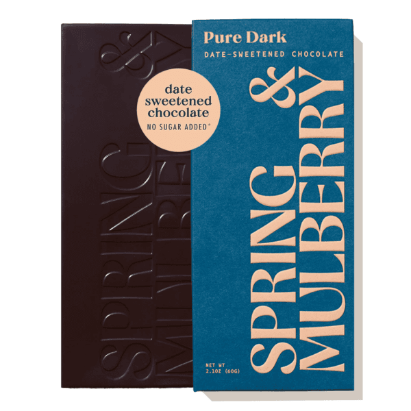 Get Spring & Mulberry Organic Date Sweetened Chocolate, Pure Dark