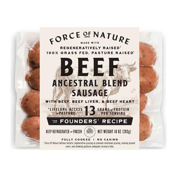 Get Force of Nature Grass-Fed Beef Sausage Links, Ancestral Blend