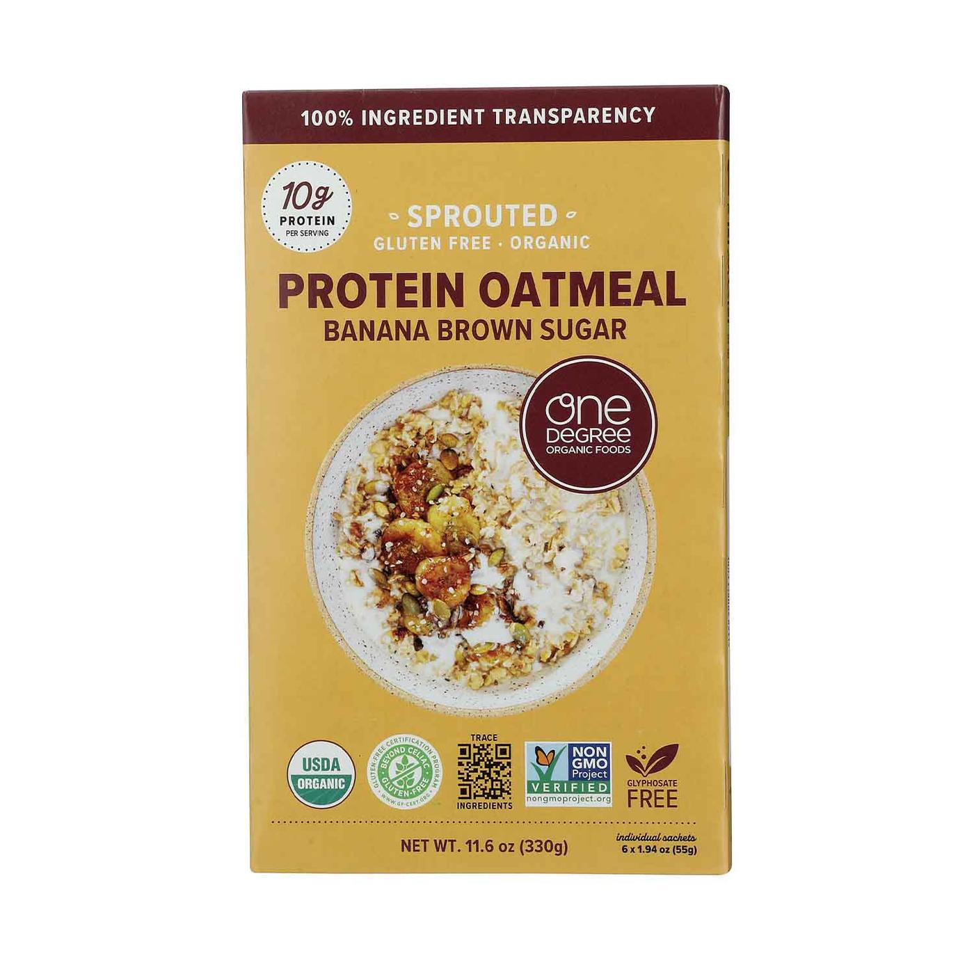 Get One Degree Organic Foods Organic Protein Oatmeal, Banana Brown