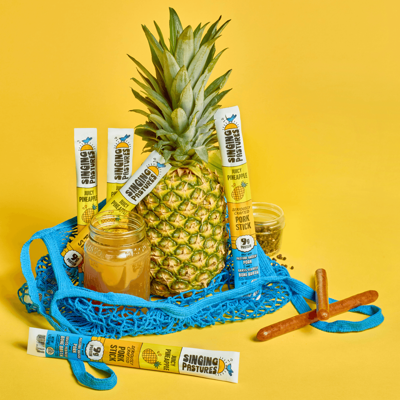 Get Singing Pastures Pasture-Raised Pork Sticks, Juicy Pineapple