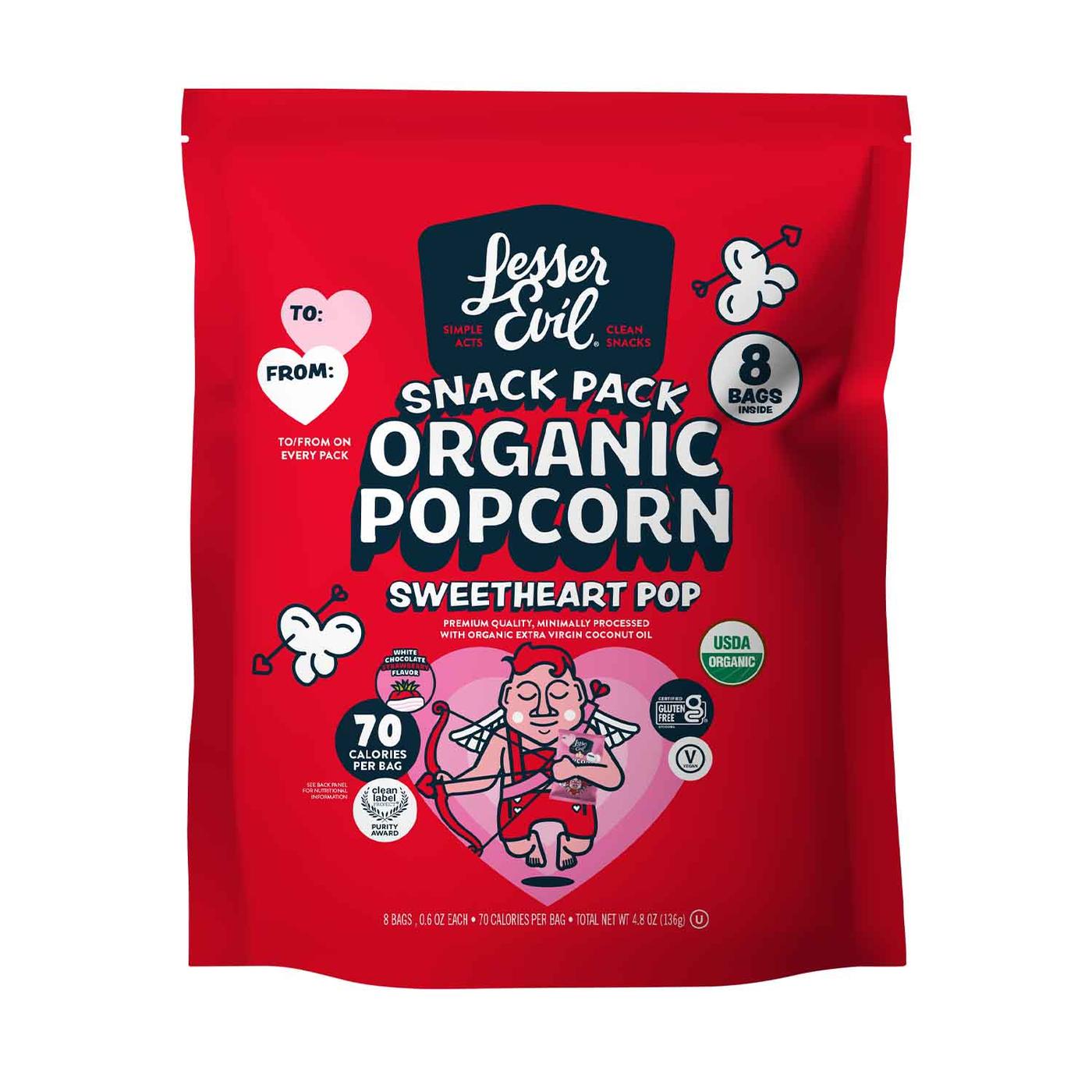 Get LesserEvil Organic Popcorn, Sweetheart Pop, Snack Pack