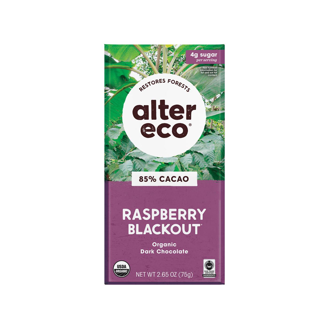 Get Alter Eco Organic Dark Chocolate 85% Cacao, Raspberry Blackout