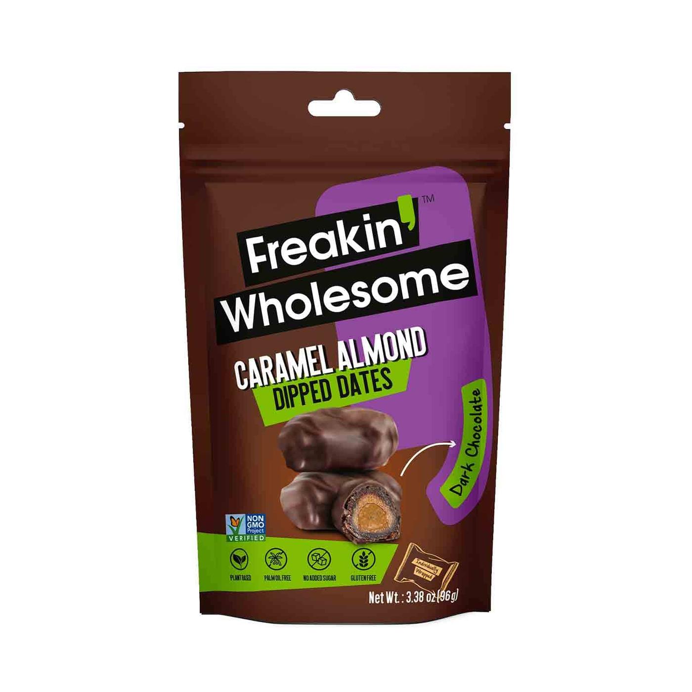 Get Freakin' Wholesome Dark Chocolate Dipped Dates, Caramel Almond