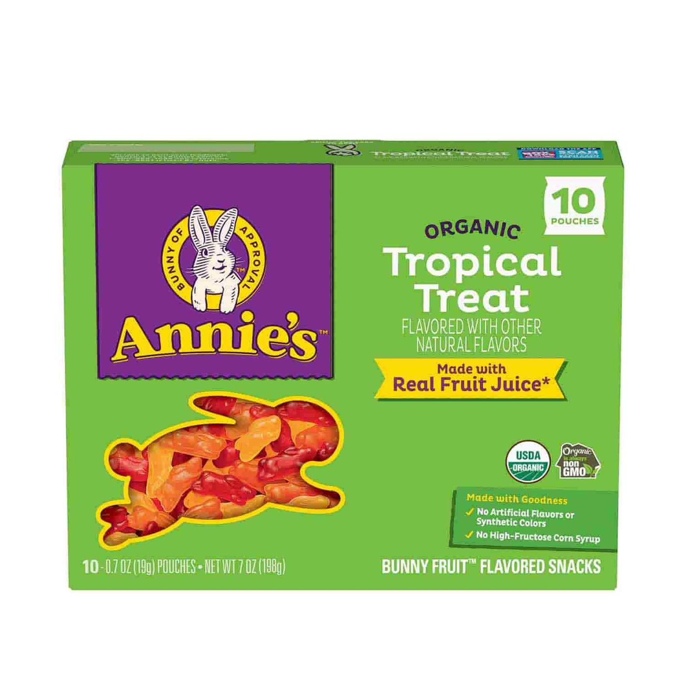 Get Annie's Homegrown Organic Bunny Fruit Snacks, Tropical Treat