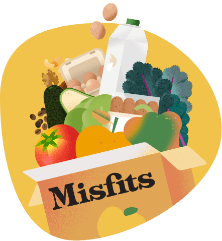 Illustration of groceries in a Misfits Market box