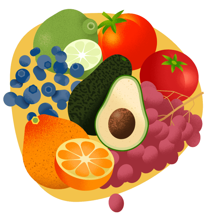 Illustration of fruits and vegetables