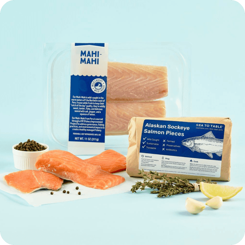 Assortment of salmon and mahi mahi cuts