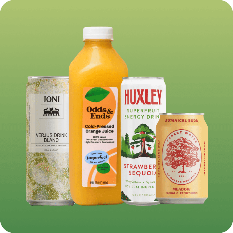 Assortment of upcycled beverages