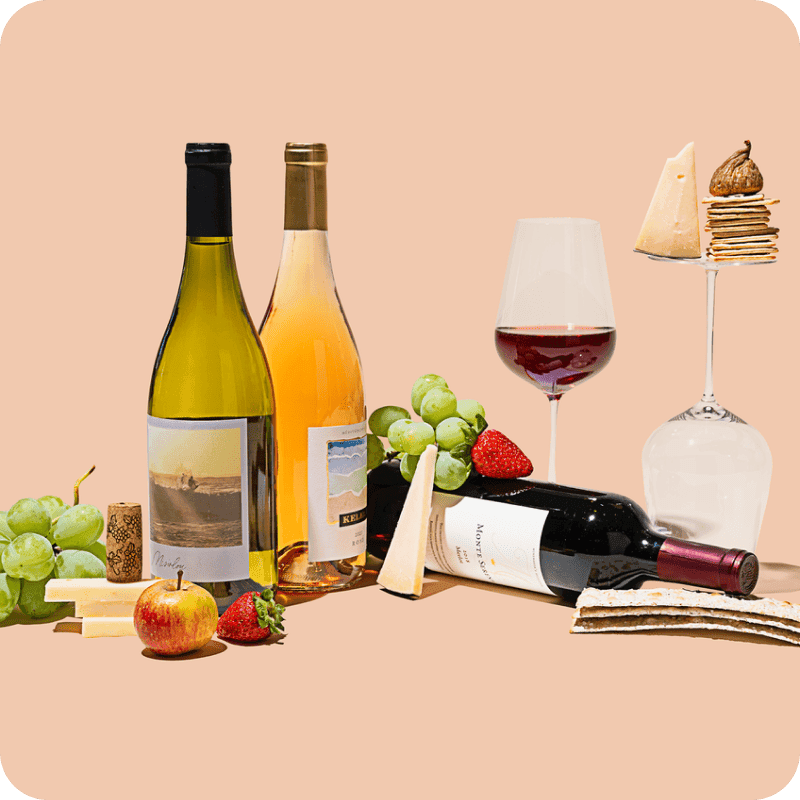 A few bottles of wine with fruit