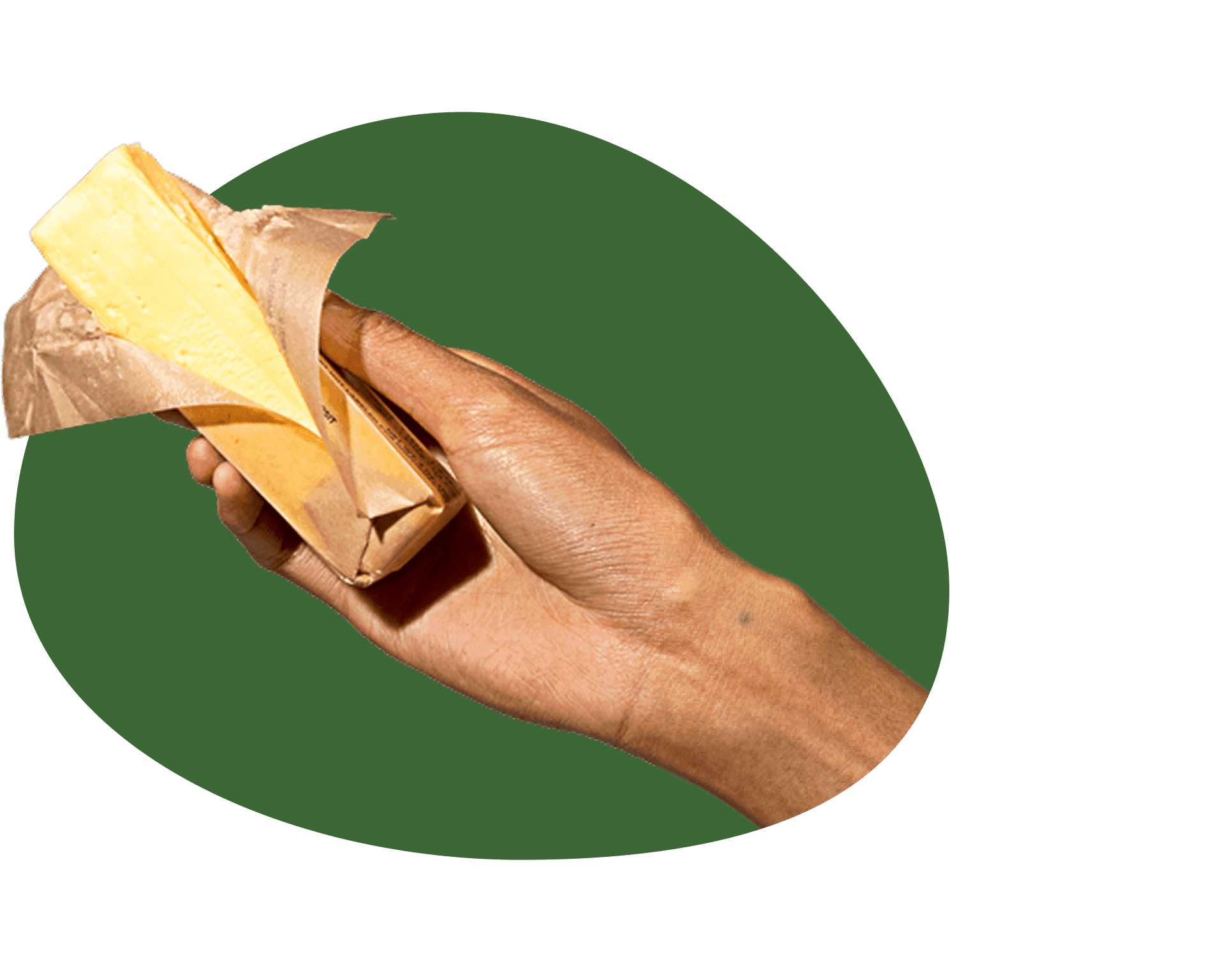 Hands holding a block of Grade AA butter, highlighting the quality of Misfits Market butter delivery