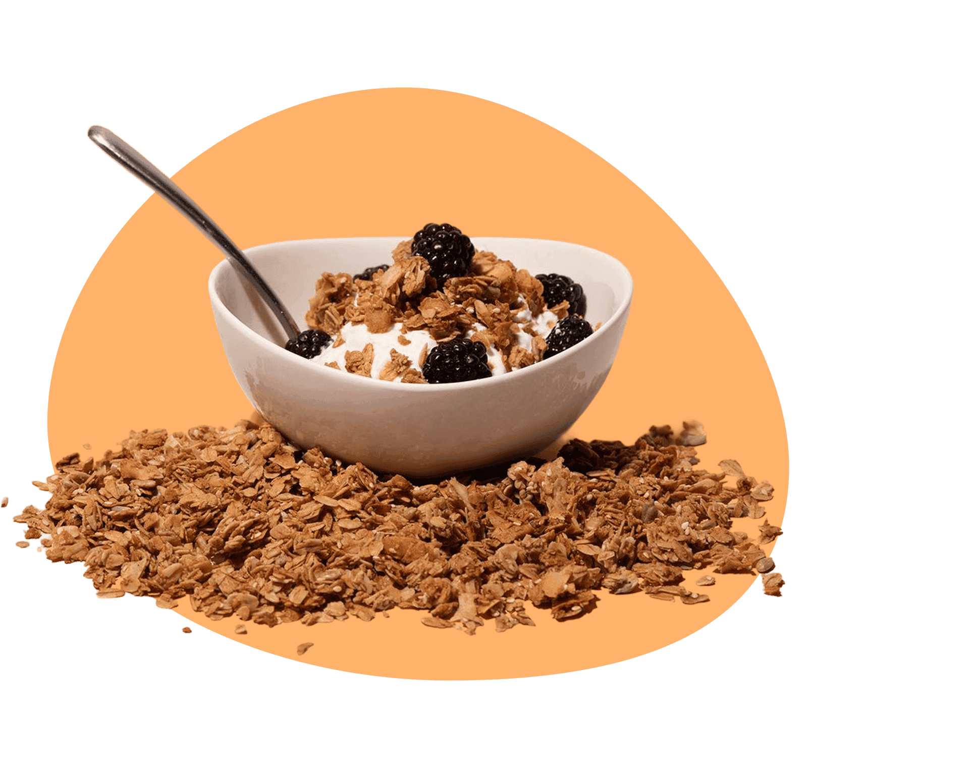 Bowl of cereal and yogurt with scattered cereal pieces, representing Misfits Market cereal delivery