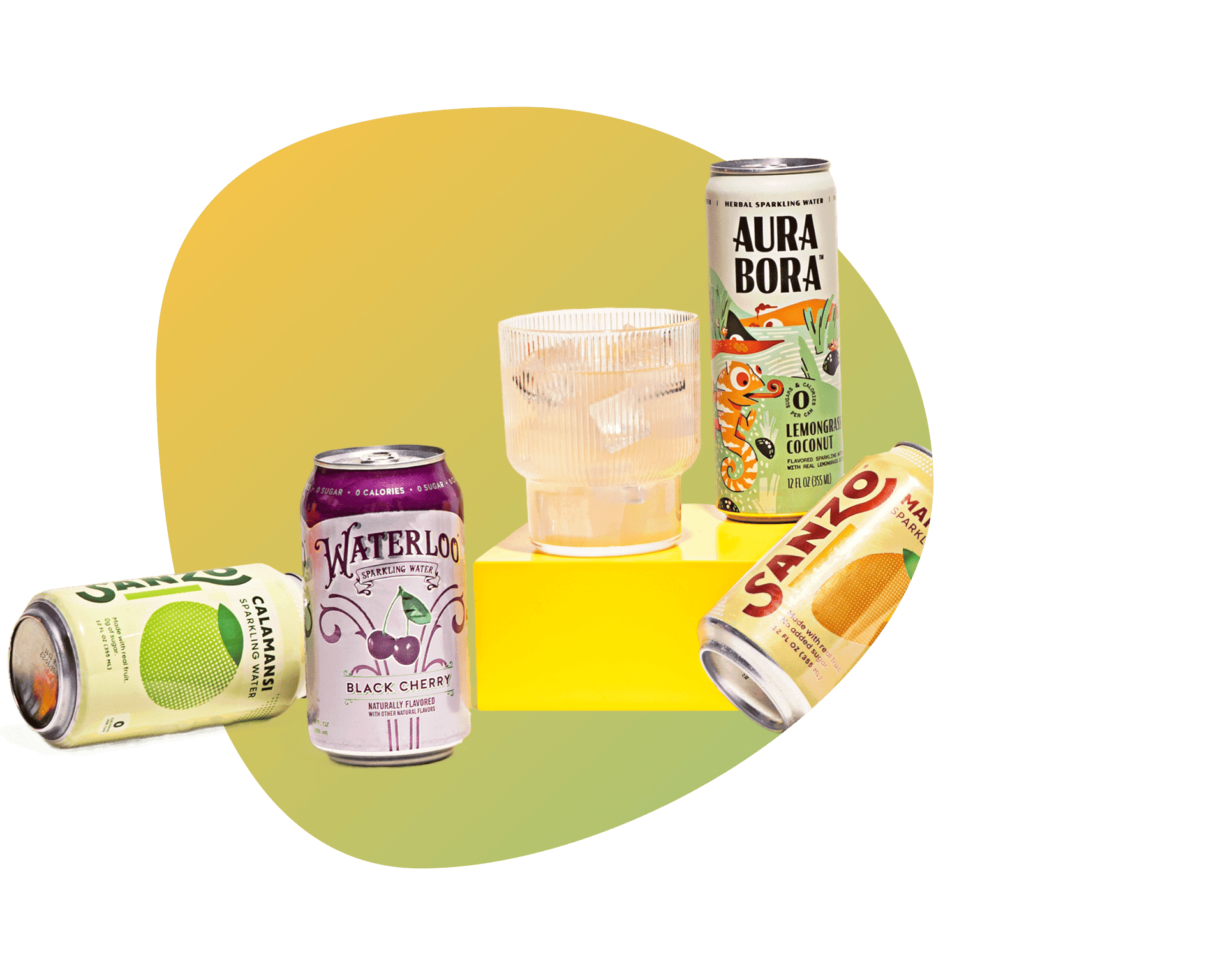 Assortment of sparkling water beverages