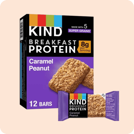KIND Breakfast Protein Caramel Peanut Bars 12-count box available for protein bar delivery