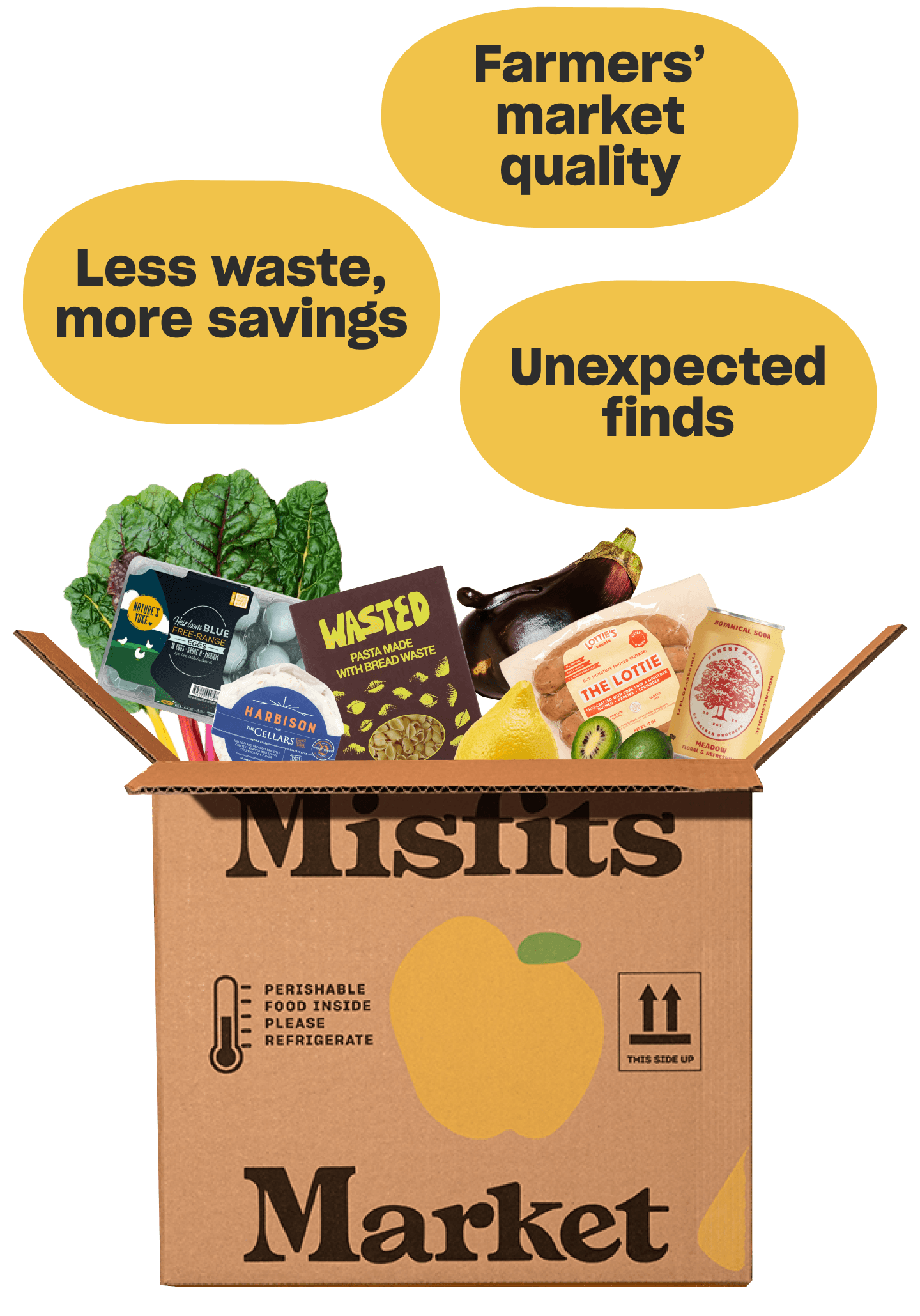 grocery delivery box with farmers market quality, unexpected finds, and less waste, more savings